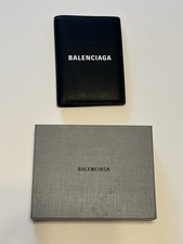 BALENCIAGA 551991 Authentic logo Passport Cover Bi-fold Passport Wallet In Box