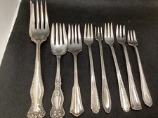 Silverware Lot Of Forks Serving Salad Cocktail Variety Of Brands VTG