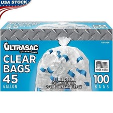 Heavy Duty Clear Trash Bags 45 Gallon Recycling Puncture Resistant 100 Count New