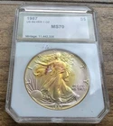 1986 American Silver Eagle PCI Mint State 70 - Beautiful Gold And Rainbow Toning
