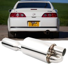Twin Loop Exhaust Muffler 2.5 Inlet 4.0 Tip Chrome Polished For Honda Integra Twin Loop Exhaust Muffler 2.5 Inlet 4.0 Tip Chrome Polished For Honda Integra