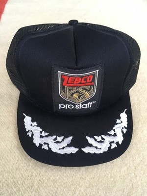 VINTAGE Zebco Pro Staff Trucker Hat Retro SnapBack Cap Patch FOAM liner