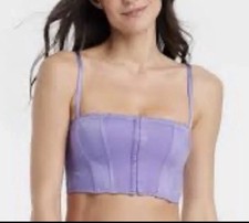 NWT Auden Purple Hook  Eye Front Compression Bustier Corset Size Medium 25
