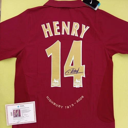 Thierry Henry Signed Autographed Arsenal FC Soccer Jersey COA