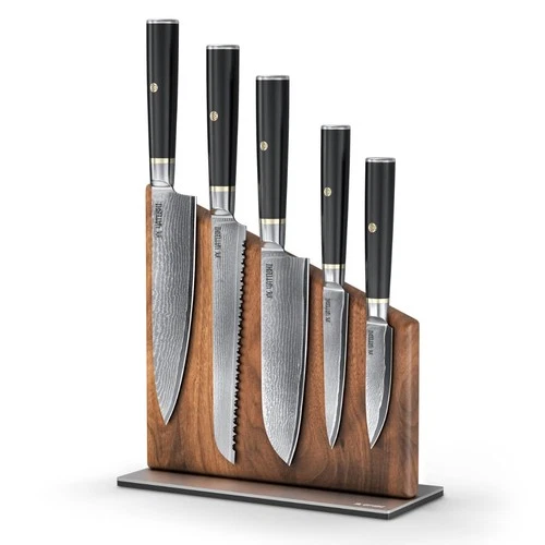 Yatoshi Magnetic Kitchen Knife Block Set 6 Pcs - Japanese 67 Layer High-Grade...
