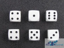 CHESSEX opaque 12mm SET OF 6 D6 WHITE-BLACK DICE MTG POKEMON