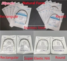 50 Packs Dental Round Rectangular Natural Form Super Elastic Niti S.S. Arch Wire
