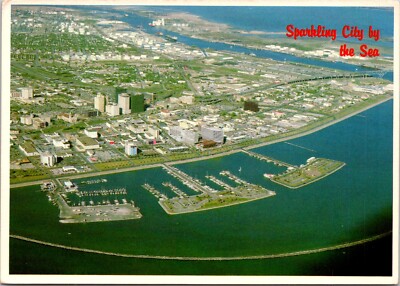 Corpus Christi Texas TX Skyline T Heads Aerial View Cont 6x4 Postcard