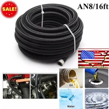 8AN Fuel Line 8AN 1/2 Nylon Braided Fuel Line Hose Fitting Kit CPE 16ft