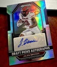 2023 Prizm Draft Picks Jalen Brooks Hyper Silver Auto Dallas Cowboys DPA-JBR