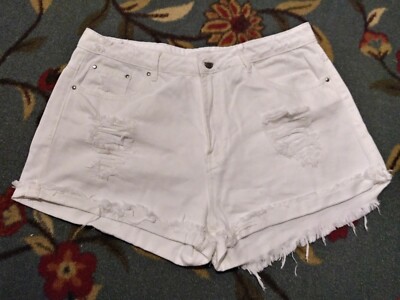 Forever 21 White Shorts Womens Denim Size 30 Jean Distressed Cut