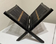 Vintage Bamboo Folding Magazine Rack Record Albums