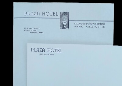 Plaza Hotel Letterhead Napa California 2nd & Brown Street 1900's Wine Country