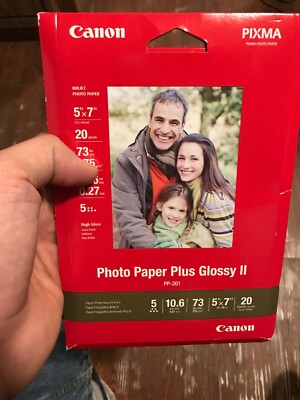 Canon PIXMA Plus Glossy II Photo Paper PP-201 New Sealed 20 Sheets 5'' x 7''