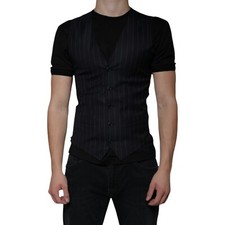 DOLCE & GABBANA Vest Black Leather Waistcoat Dress Formal IT44/US34/XS 3820usd