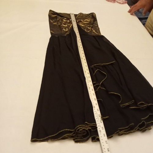 Bellydance Dress Womens Sequin Top Dress Sheer Lot 2 Hi-low S Skirt Gold Black - Picture 4 of 24