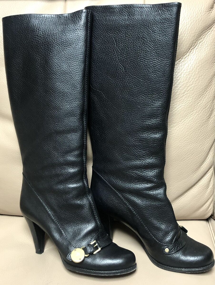 Women Mulberry Natural Veg Knee High Black Leather Boots Women Mulberry Natural Veg Knee High Black Leather Boots