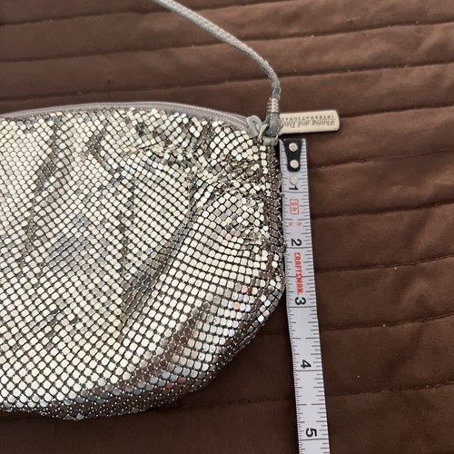 Whiting and Davis Vintage Silver Sequin Crossbody Purse Bag Inner Pocket - Picture 11 of 21