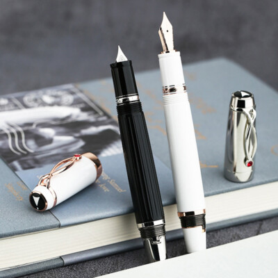 MAJOHN X1 Retractable Fountain Pen Extra Fine Nib Short Black/ White Resin Pen