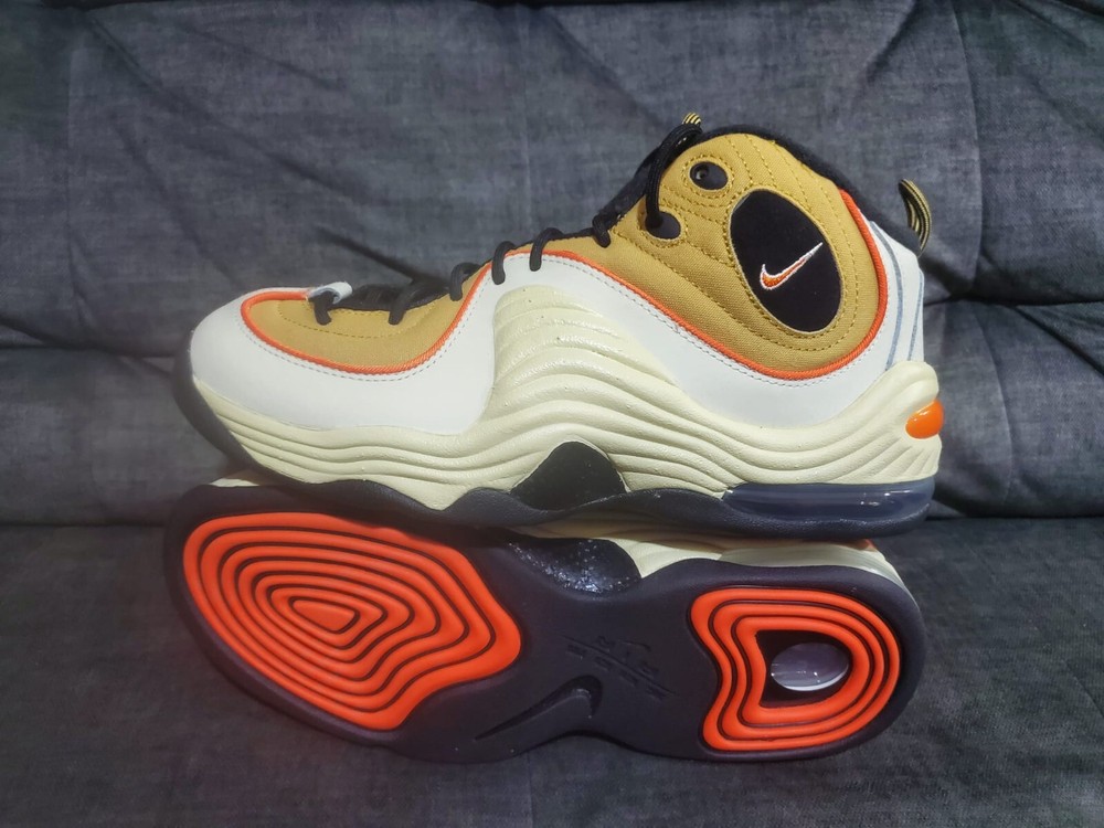 NEW MEN'S NIKE AIR PENNY II DV7229 700 WHEAT GOLD/SAFETY ORANGE BLACK SZ 10.5