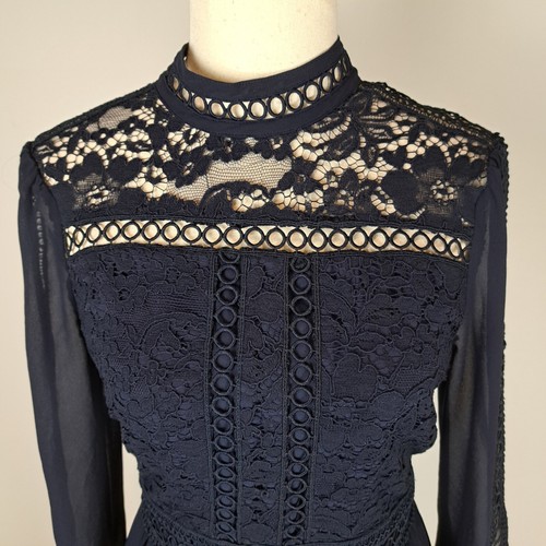 Forever New Womens Dress Size 8 Navy Lace Formal Event Occasion Cocktail - Picture 2 of 14