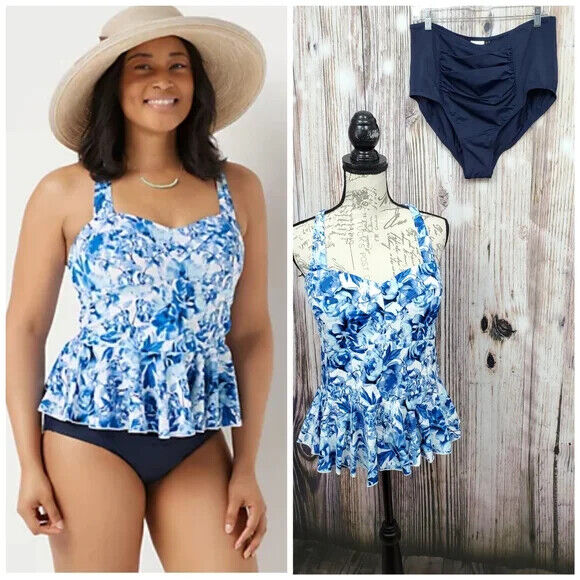 G.I.L.I. Swim Peplum Tankini with High-Waisted Bottoms G.I.L.I. Swim Peplum Tankini with High-Waisted Bottoms