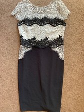 Lipsy Mono Black and White Lace Top Dress - size 12 New With Tags