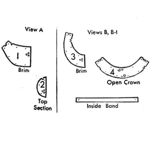 1940s Pattern, Set of Hats & Bonnets - Hat=21" (53 cm) - Picture 5 of 5