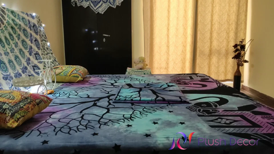 Tie Dye Elefante Tapiz Reina Bohemia Colcha Hippie Boho Hippy Sofá Tiro  Foto 3 de 4