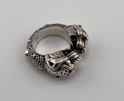 Gucci Tiger Head Ring Silver 925 Ring Black Used Size 8.5 | eBay