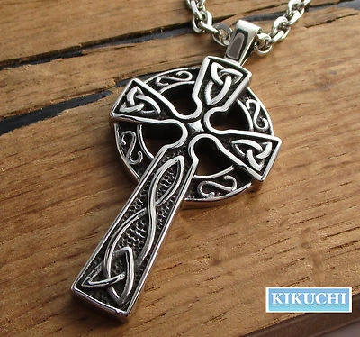 KIKUCHI JEWELRY Cruz Celta Cruz Celta Colgante Hombre Acero Inoxidable Collar 60cm
