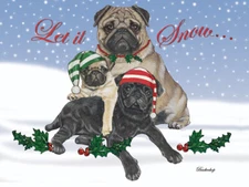 Pug Christmas Cards Set of 10 cards & 10 envelopes