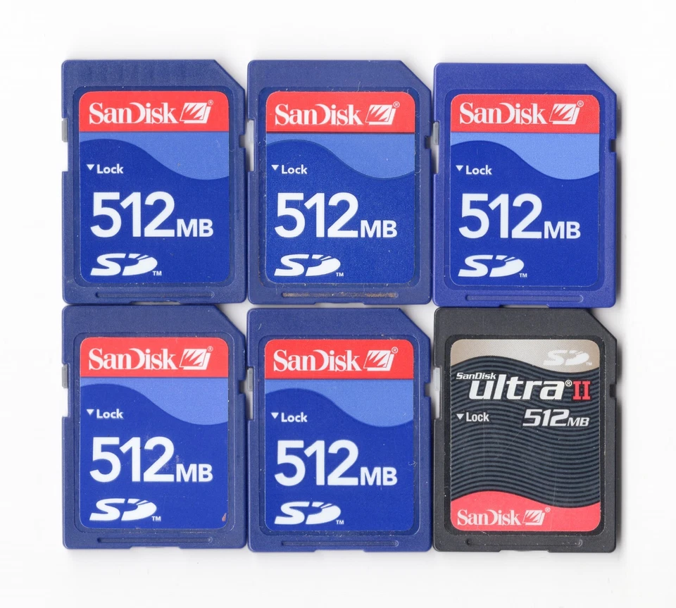 Lot Of 6x SanDisk 512MB MEGABYTE SD Camera Memory Cards - image 1 of 1