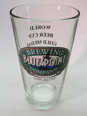 BEER Pint Glass: Gold Medal Winner BLUE POINT Brewing Co ~ Long Island, NEW YORK