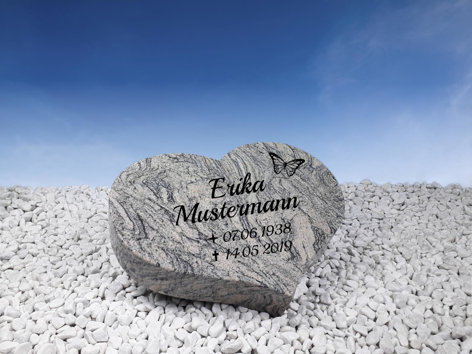 Grabstein Herz Juperana Granit 40x30x7 cm inklusive Gravur …