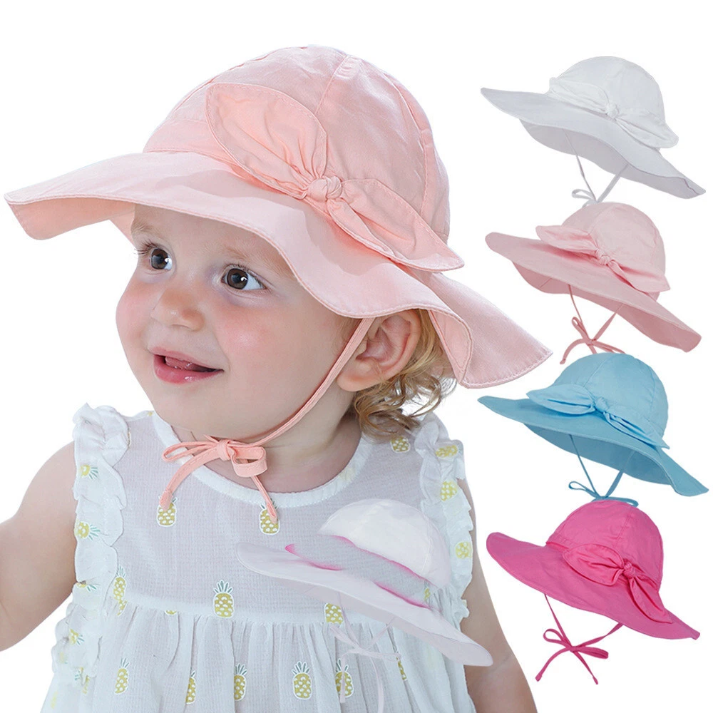 Bowknot Beach Cap Baby Sun Hat Bucket Hat Breathable For 1-2 Years Old