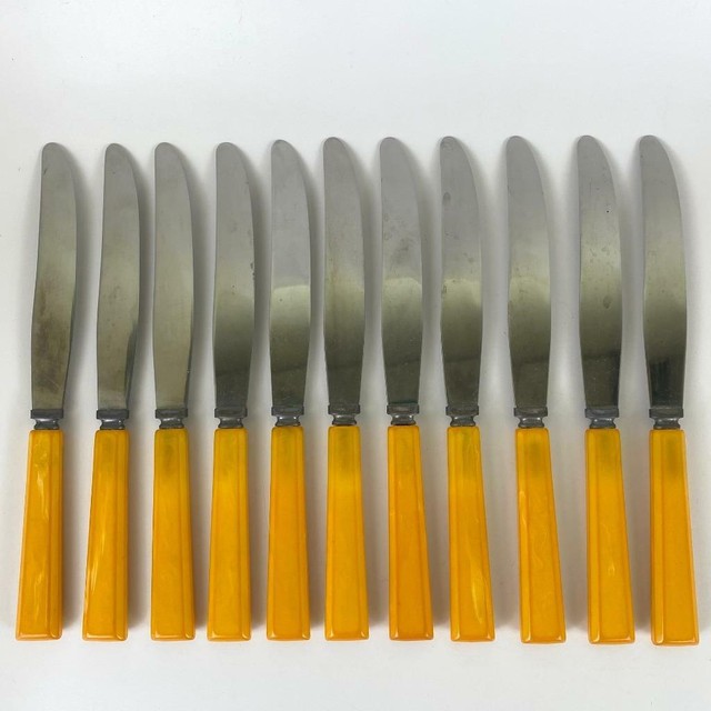 Art Deco 11 Bakelite Stainless Steel Steak Knives Washington