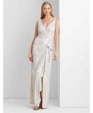 Lauren Ralph Lauren Sequined Surplice Gown belle rose size 6