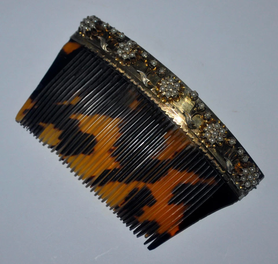 Peine Paineta de reliquia filipina con intrincadas perlas de semillas florales PLATEADO AÑOS 20 Foto 4 de 4