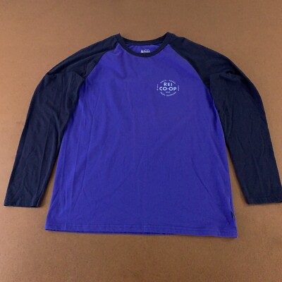 REI Men's Size Medium Blue Long Sleeve Crew Neck Graphic Raglan T-Shirt