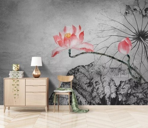 3D Ink Lotus ZHUA42616 Wallpaper Wall Murals Removable Self-adhesive Ann - Picture 2 of 11