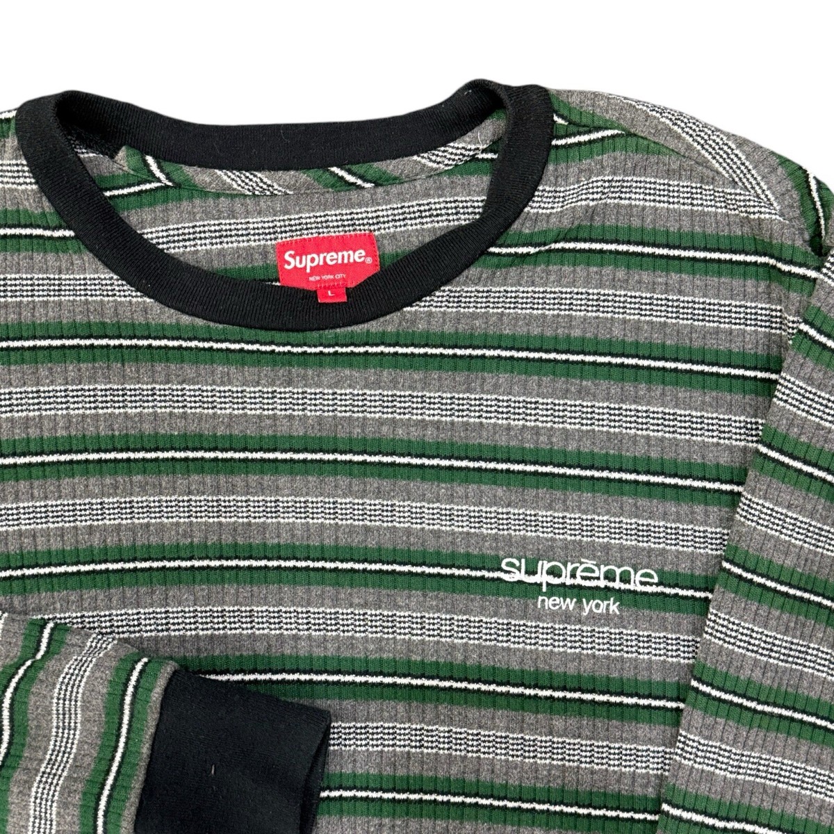 Supreme × Vintage Supreme Ribbed Knit Stripe L/S Top FW16 SZ
