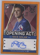 2020 Topps Big League Opening Act Auto Orange #OAANS Nick Solak Rangers RC 49/99