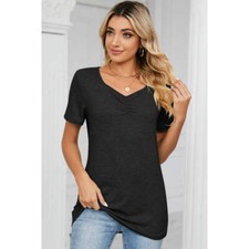 Ruched Heathered Short Sleeve T-Shirt