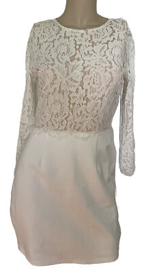 Lulus She Knows White Lace Bodycon Dress Size Medium, 3/4 Lace