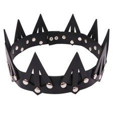 Cosplay Crown Headband Adjustable Leather Black Tiara Black Gothic Crown