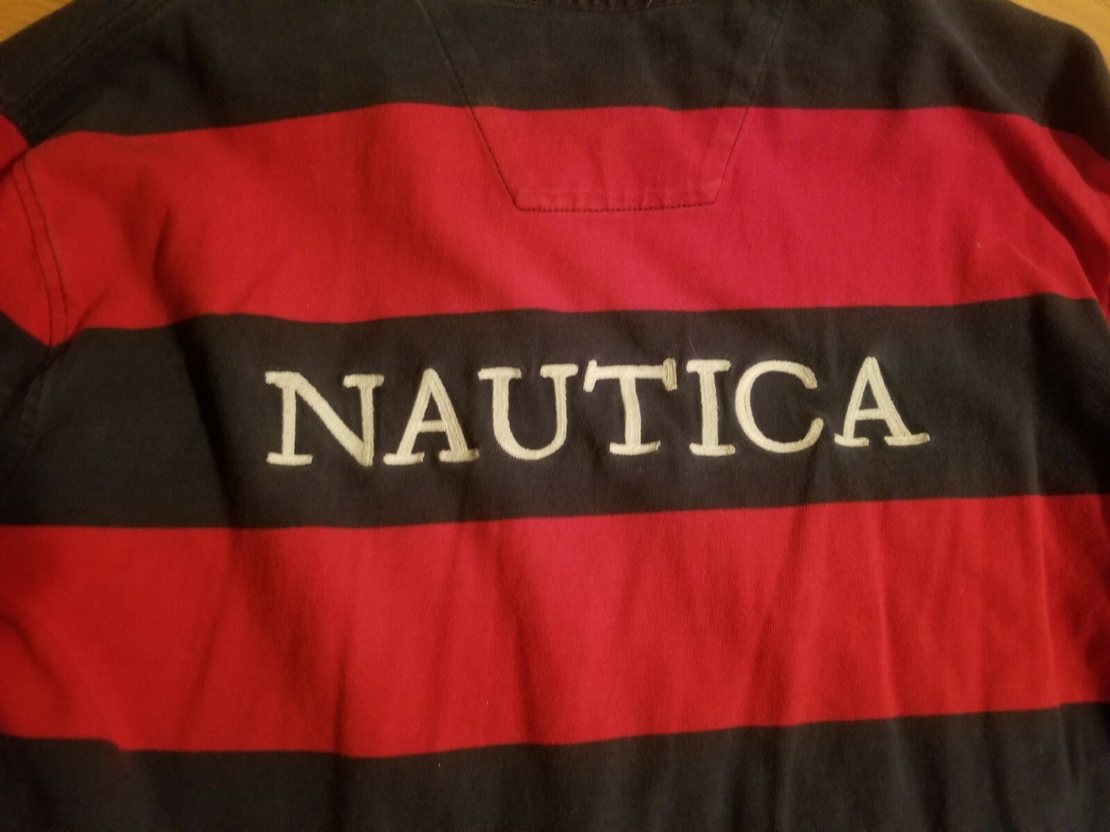 Vintage Nautica Rugby Dark Blue Red Stripes L/S X… - image 6