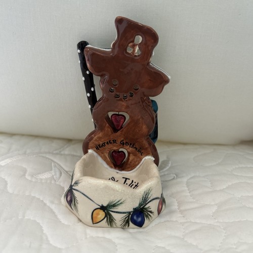 Blue Sky Clayworks Heather Goldmine Snowman Tealight Holder 2002 5'' - Picture 3 of 10
