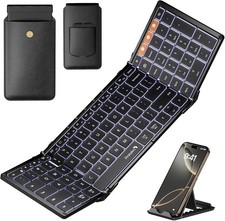 ProtoArc XK01 Plus Foldable Backlit Full-Size Wireless Bluetooth Keyboard Black