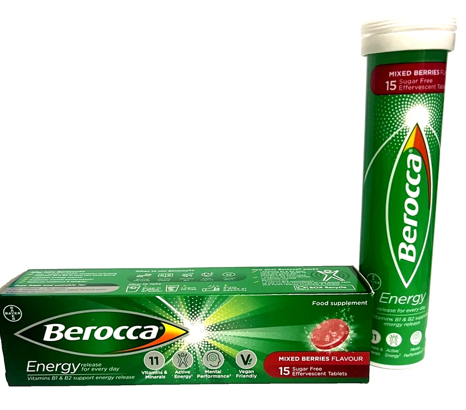 Berocca Energy Bayas Mezcladas Vitamina C B1 B2 B3 B5 B12 15 Comprimidos Efervescentes Foto 2 de 4